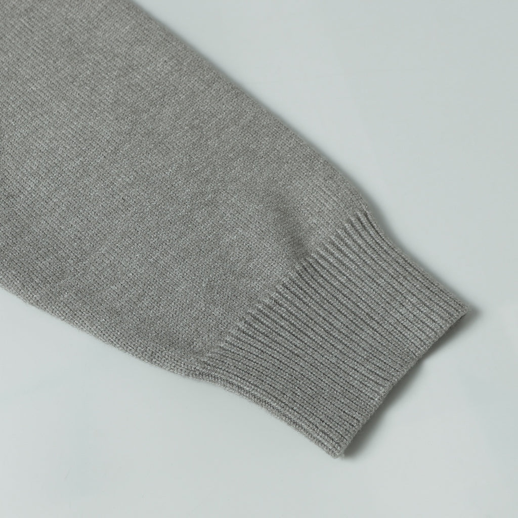 Stone Island gray knit sweater sleeve cuff with ribbed edge