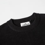 Black crewneck sweater with Stone Island neck label