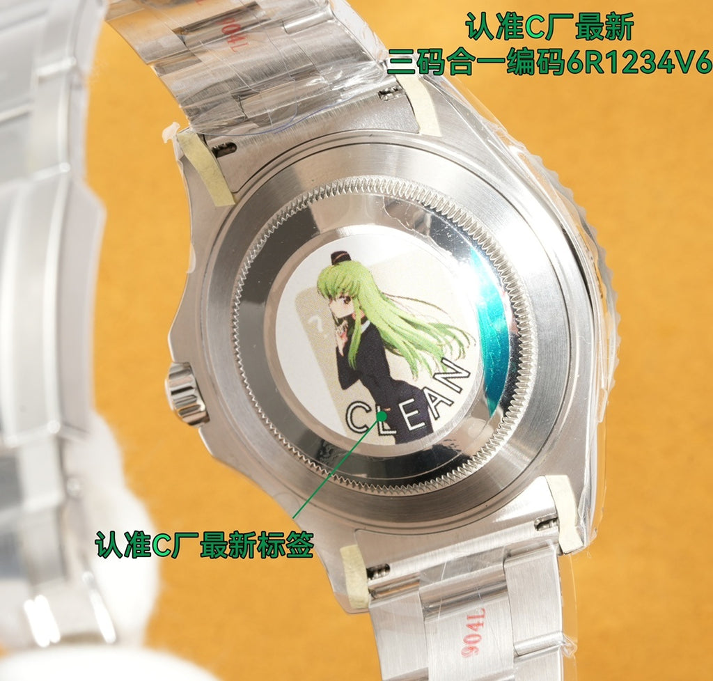 Stainless steel watch caseback with circular design and bracelet links
