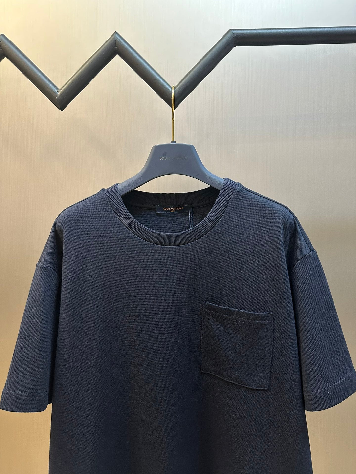 Louis Vuitton dark navy T-shirt with crew neck and single front chest pocket