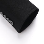Black overcoat sleeve cuff with logo lettering trim