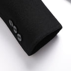 Black coat hem corner with two buttons and buttonholes