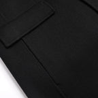 Black coat sleeve cuff with two dark buttons