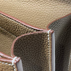 Hermes leather corner with stitched panel and edge trim