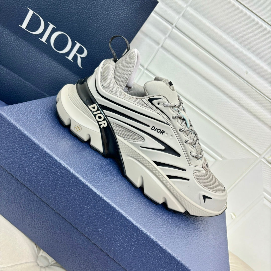 Dior unisex low-top sneakers, light gray with black accents and thick rubber sole