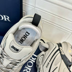 Dior unisex sneakers, light gray mesh close-up with lace-up and logo on tongue