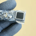 Rolex watch clasp/connector with engraved metal panel and square dark insert