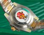 Rolex watch caseback with stainless steel back and colorful cartoon emblem