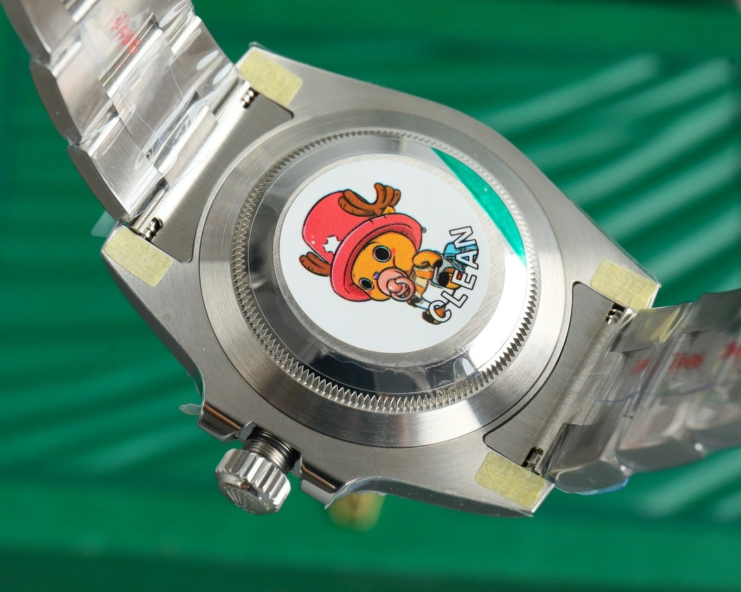 Rolex watch caseback in stainless steel with printed medallion-style back cover
