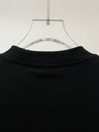 Black crewneck T-shirt neckline with ribbed collar