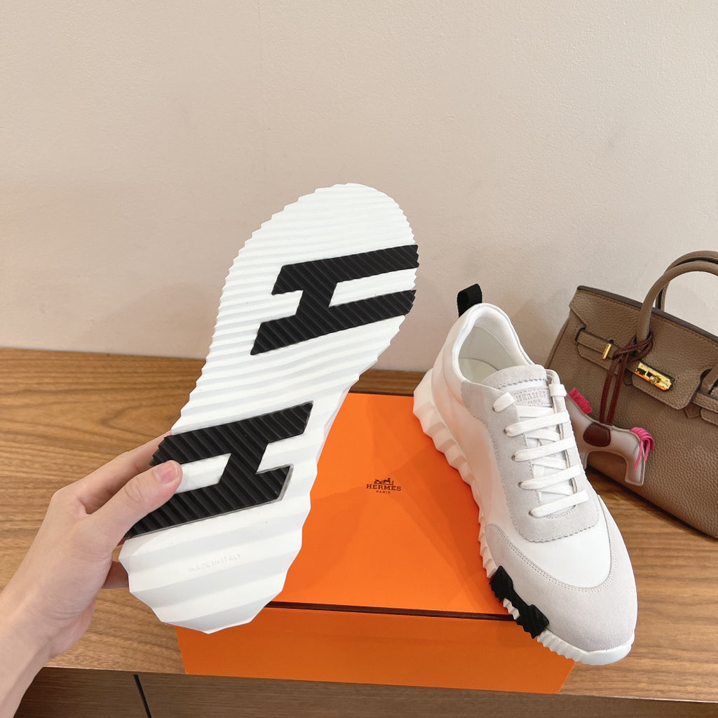 Hermes unisex sneaker outsole, white rubber with bold black traction pattern