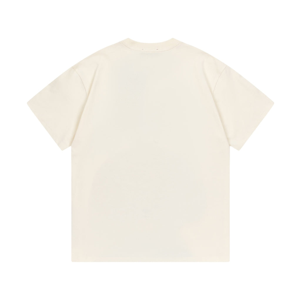 Cream Gucci T-shirt back, plain crew neck