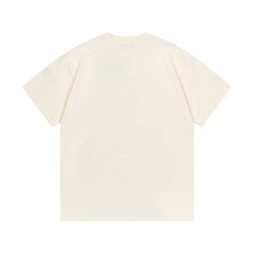 Cream Gucci T-shirt back, plain crew neck