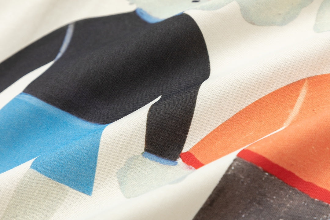 Close-up of bear cartoon graphic print on Gucci T-shirt