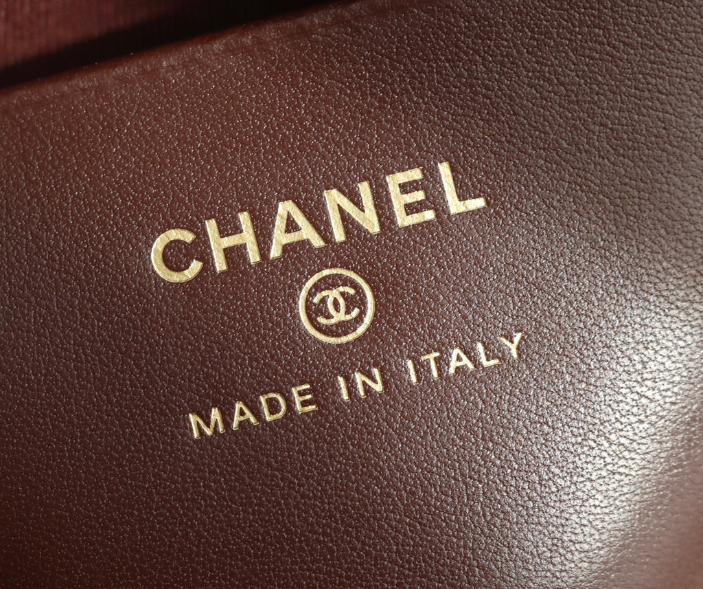 Chanel leather stamp: CHANEL MADE IN ITALY with CC logo