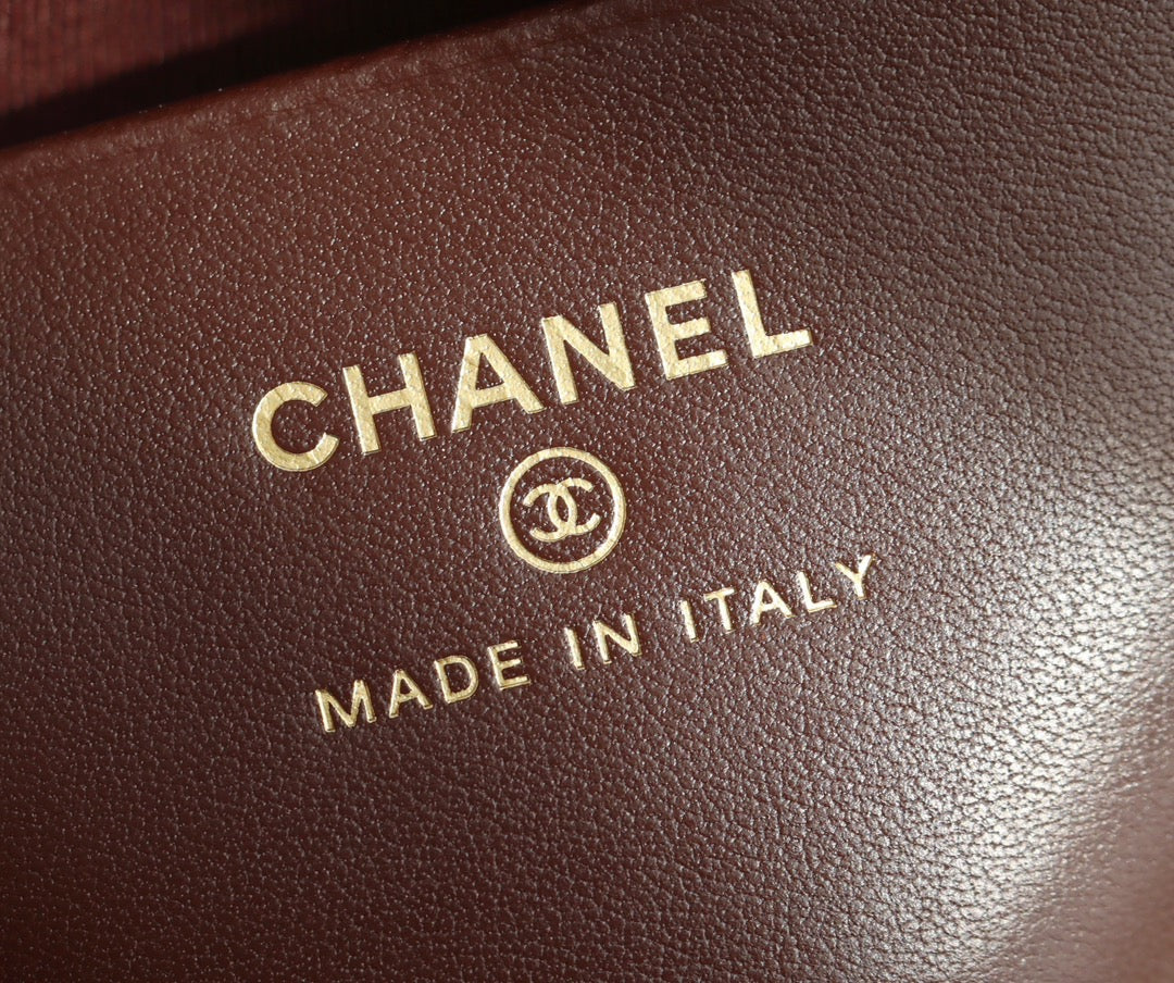 Chanel leather stamp: CHANEL MADE IN ITALY with CC logo