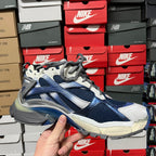Balenciaga unisex running shoes, blue mesh with white overlays and gray lace front