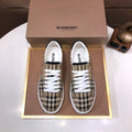 Burberry plaid canvas sneakers, white laces, low-top with white rubber sole