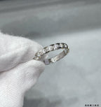 Silver-toned oval pavé ring with clear stones