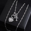 Heart and cross charm chain necklace, silver tone with round heart locket