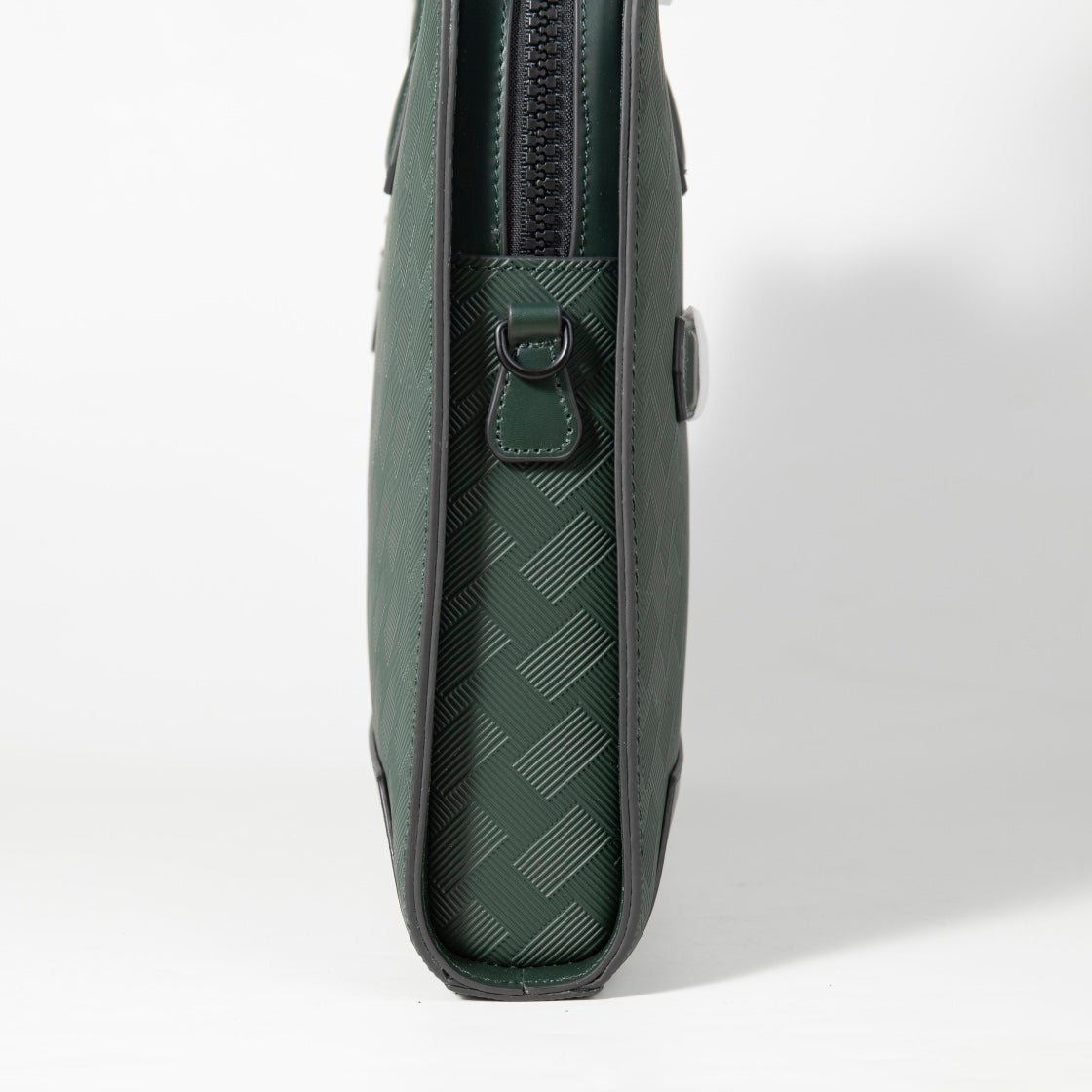 Montblanc men's green patterned tote bag with side zipper pocket and metal logo charm