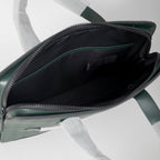Montblanc men's bag interior with zipper and compartment pocket detail