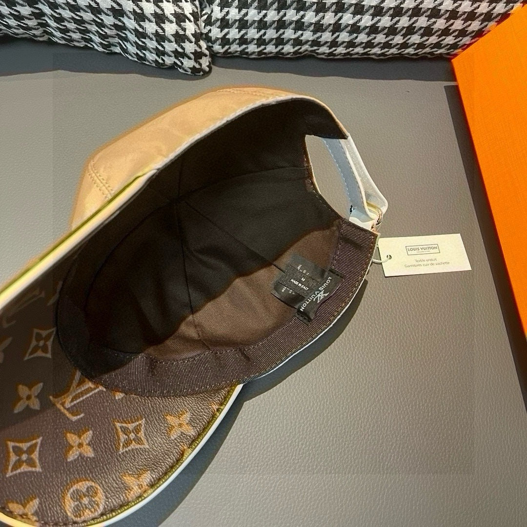 Louis Vuitton monogram baseball cap underside view, dark lining with label
