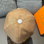 Louis Vuitton monogram baseball cap back, tan crown with button and stitched panels