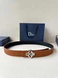 Dior belt in tan leather with silver-toned logo buckle