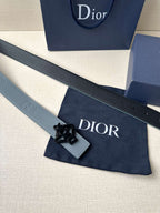 Dior belt in light blue leather with black Dior buckle and pouch