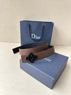Dior belt, light brown leather strap with gold-tone Dior buckle.