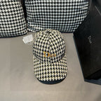 Houndstooth baseball cap with Dior logo front and fabric top button