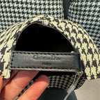 Adjustable strap on houndstooth cap with Dior-printed leather band