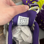 Purple sneaker size label reading BALENCIAGA, EUR/UK/USA and 40–26.5.