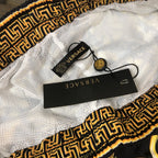White mesh lining and black label on the shorts inside the waistband.