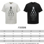 Set of white and black Balenciaga graphic T-shirts, crew neck front views