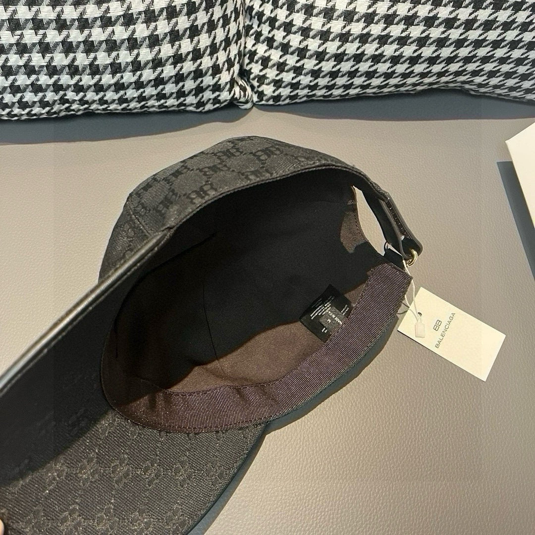 Balenciaga baseball cap with dark interior lining and visible adjustable strap