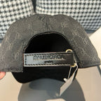 Dark monogram baseball cap with Balenciaga Paris logo patch and metal buckle