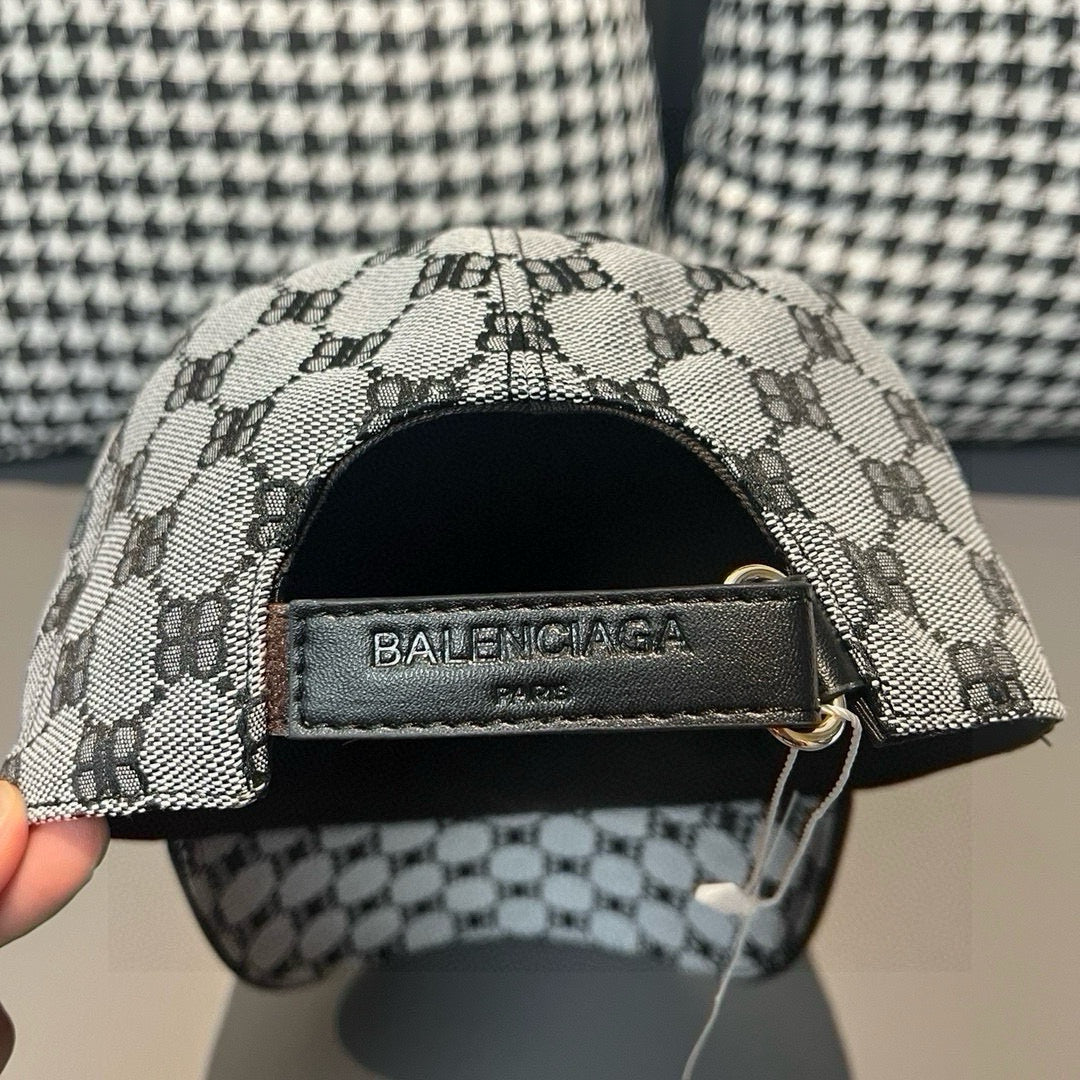 Baseball cap interior with Balenciaga Paris leather strap and buckle