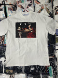Off-White off-white graphic T-shirt, front black artwork with red accents