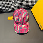 Fendi baseball cap in pink with repeating FF logo print, curved brim and snap button