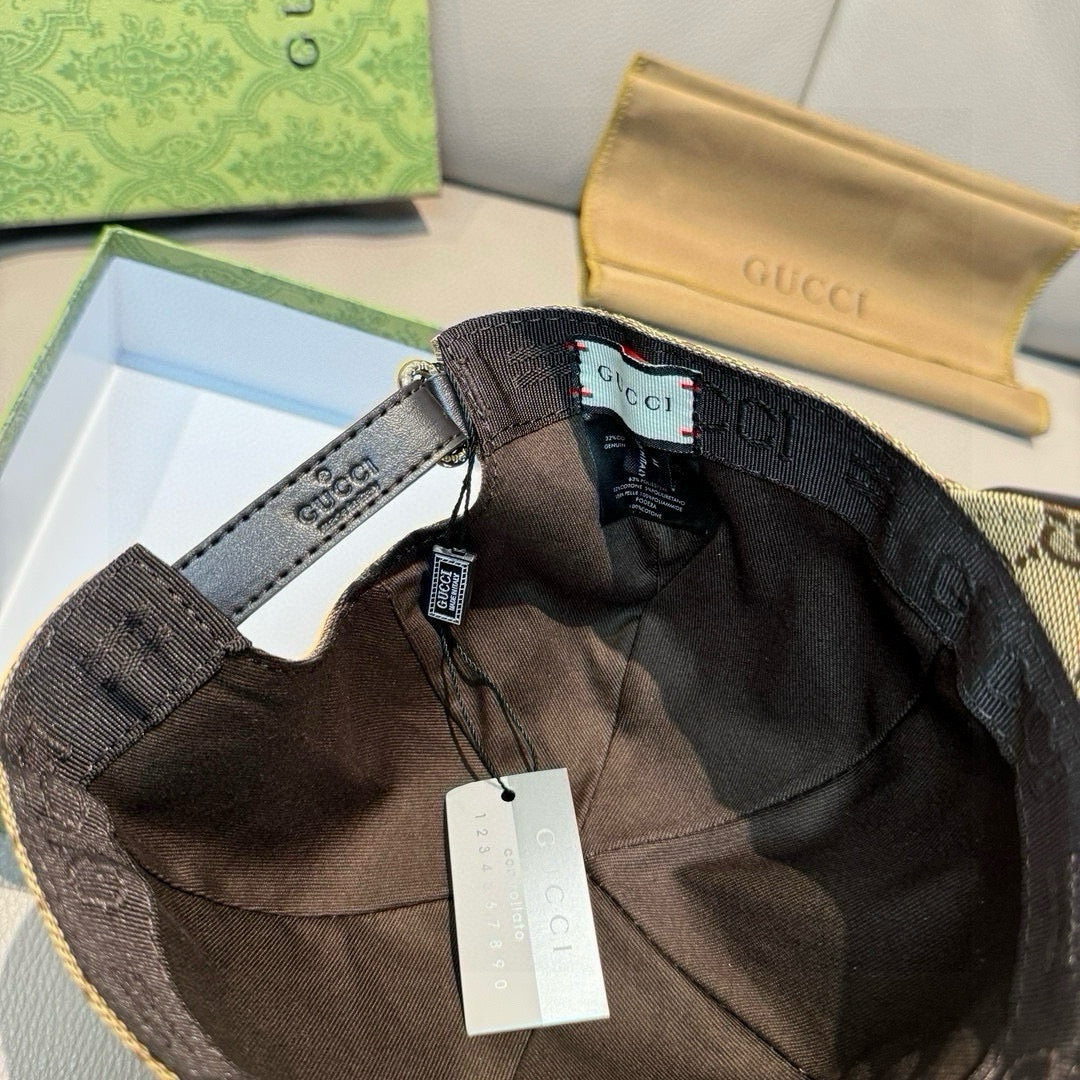 Gucci cap interior with black lining and size/brand tags