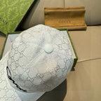 White GG monogram baseball cap with fabric button at the crown