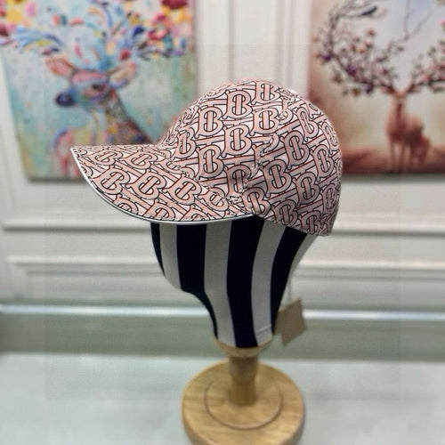 Burberry baseball cap, pink TB monogram print, curved brim