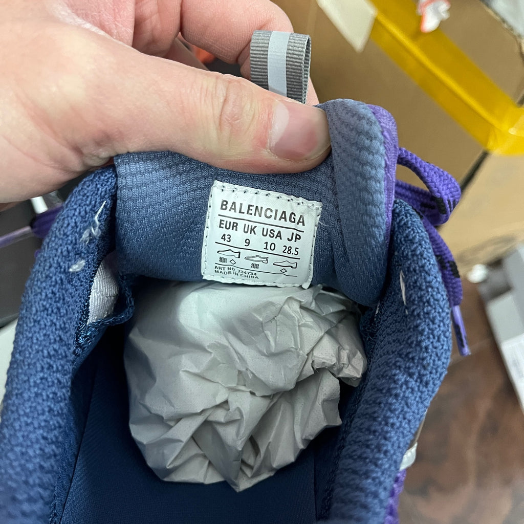 Balenciaga unisex sneaker inner size label with BALENCIAGA text and sizing info
