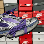 Balenciaga unisex sneakers heel and side, purple laces with gray and silver accents