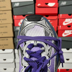 Balenciaga unisex sneaker tongue and lace area in gray with purple laces