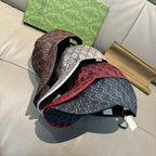 Gucci caps bundle with monogram fabric and contrasting brown, red, and dark interiors