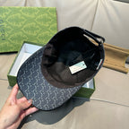 Gucci baseball cap interior with black lining and dark navy GG monogram crown