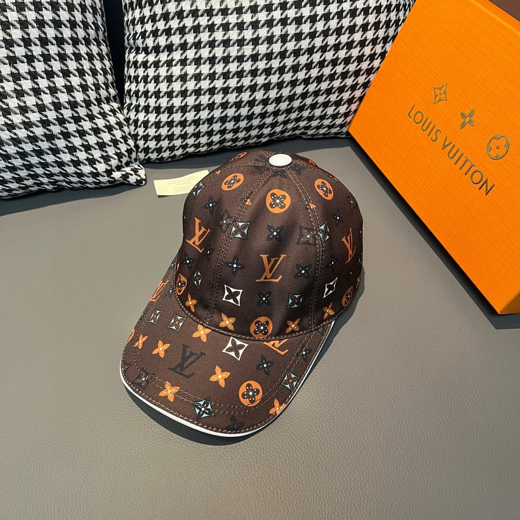 Louis Vuitton cap in dark brown with multicolor monogram print, curved brim